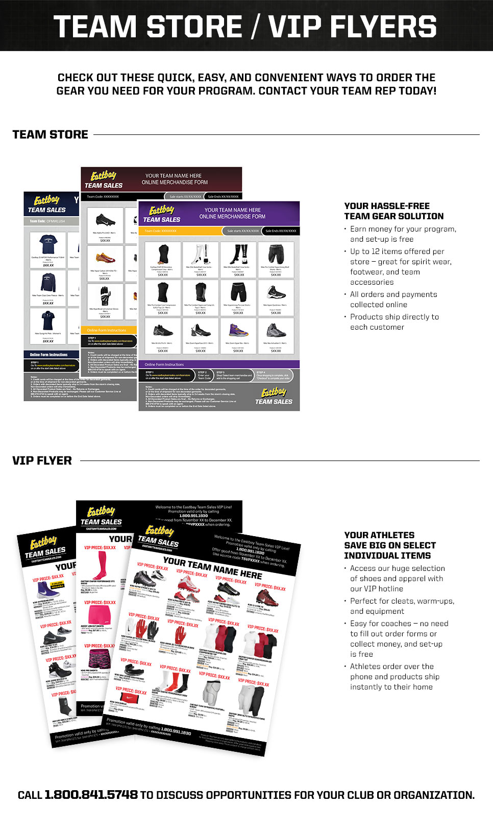 Eastbay Team Sales Store and VIP Flyer Information