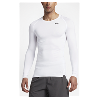 Nike Pro Cool Compression L/S Top - Men's - All White / White