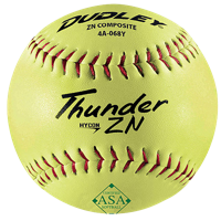 Dudley ASA 12" Thunder Hycon Slow Pitch Softball - Yellow / Red