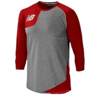 New Balance Asym Right Baseball Shirt - Men's - Grey / Red