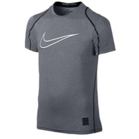 Nike Pro Hypercool Fitted S/S Top - Boys' Grade School - Grey / Black