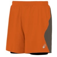 ASICS� 6" 2-in-1 Shorts - Men's - Orange / Grey