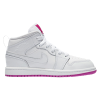 Jordan AJ 1 Mid - Girls' Preschool - White / Pink