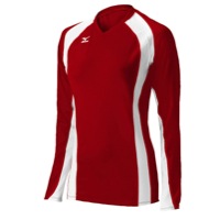 Mizuno Team Techno Volley V Long-Sleeve Jersey - Women's - Red / White