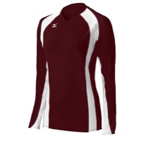 Mizuno Team Techno Volley V Long-Sleeve Jersey - Women's - Maroon / White