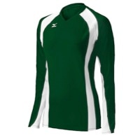 Mizuno Team Techno Volley V Long-Sleeve Jersey - Women's - Dark Green / White