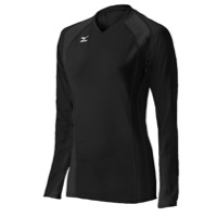 Mizuno Team Techno Volley V Long-Sleeve Jersey - Women's - All Black / Black