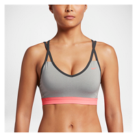 Nike Pro Indy Strappy Bra - Women's - Grey / Pink