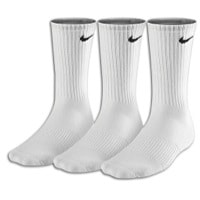 Nike 3 Pack Moisture MGT Cushion Crew Socks - Men's - All White / White