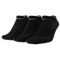 Nike 3 Pack Moisture MGT Cushion No Show Socks - Men's - All Black / Black