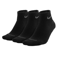 Nike 3PK Dri-FIT 1/2 Cushion Quarter Socks - Men's - All Black / Black