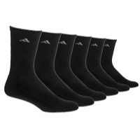 adidas Athletic 6-Pack Crew Socks - Men's - All Black / Black