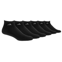 adidas Athletic 6-Pack Quarter Socks - Men's - Black / Black