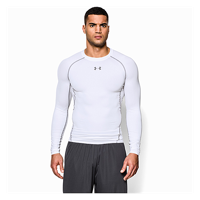 Under Armour HeatGear Armour Comp L/S T-Shirt - Men's - White / Grey