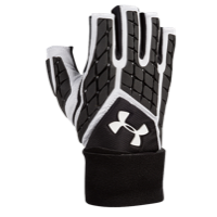 Under Armour Combat V Half Finger Lineman Gloves - Men's - White / Black