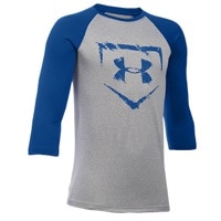 Under Armour Chalk Logo 3/4 Sleeve T-Shirt - Boys' Grade School - Grey / Blue