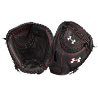 Under Armour Framer Series Fastpitch Catcher's Mitt - Girls' Grade School - Black / Red