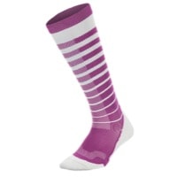 2XU Performance Stripe Run Compression Socks - Women's - White / Purple